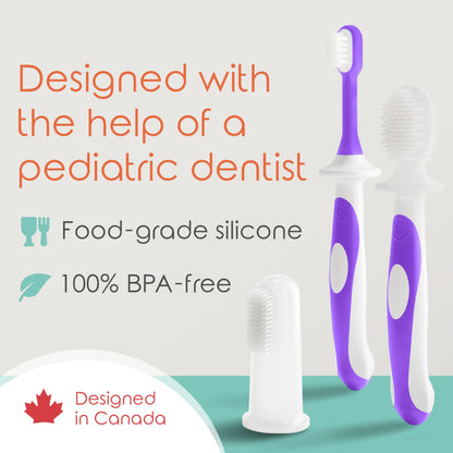 Cherish Baby Care Baby Toothbrush & Toddler Toothbrush Set (0-2 Years) - BPA-Free & Safety-Tested, 2023 Award Winner, Food-Grade Silicone (Teal)