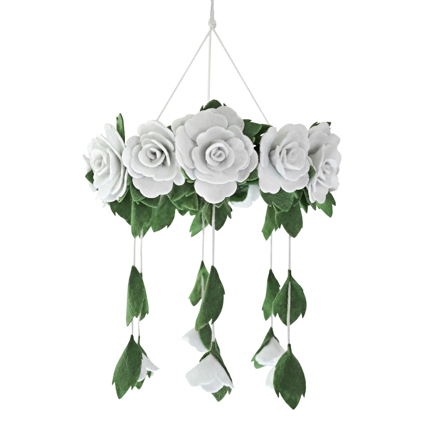 Baby Crib Mobile (Felt Rose) - Baby Shower Gift Nursery Decorations - Handmade Floral Decor for Girls