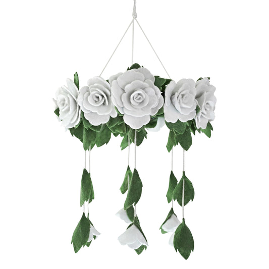 Baby Crib Mobile (Felt Rose) - Baby Shower Gift Nursery Decorations - Handmade Floral Decor for Girls