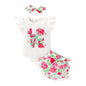 Tiny Cutey Baby Girl Clothes Infant Summer Outfits Set Ruffle Sleeve Romper and Floral Shorts with Headband