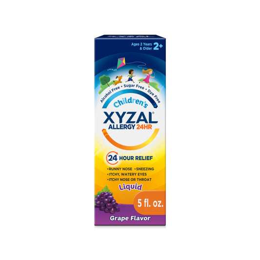 Xyzal Children's 24 Hour Allergy Relief Medicine for Kids, Levocetirizine Dihydrochloride Liquid Antihistamine, Bubble Gum, 5 Fl. oz.