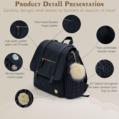 Diaper Bag BackPack Large Capacity Travel Mommy Bag Waterproof and Stylish with Changing Pad Baby Bag for Women and Girls