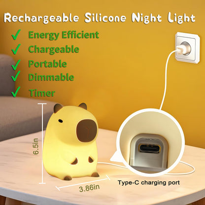 HAPPYBAG Axolotl Night Light,Cute Axolotl lamp Gifts for Kids,Dimmable Silicone Animal Nursery Night Light,Kawaii Rechargeable Bedside Touch Lamp,Room Decor Axolotl Light