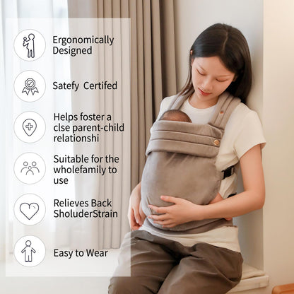 Baby Carrier Newborn to Toddler - Ergonomic,Velvet Fabric Breathable Mesh Cozy and Lightweight Infant Carrier for 7-35lbs,Enhanced Lumbar Support Hands-Free Parenting,All Seasons,Blue