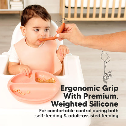 KeaBabies Silicone Baby Spoons, Self Feeding 6-12 months - 3-Pack Baby Weaning Eating Utensils, Toddler First Food Training Spoon, Infant, Kids Feeding Supplies Essential Set, Dishwasher-safe (Slate)