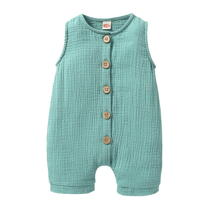 Infant Newborn Baby Boys Girls Cotton Linen Romper Summer Jumpsuit Sleeveless Overalls Clothing Set