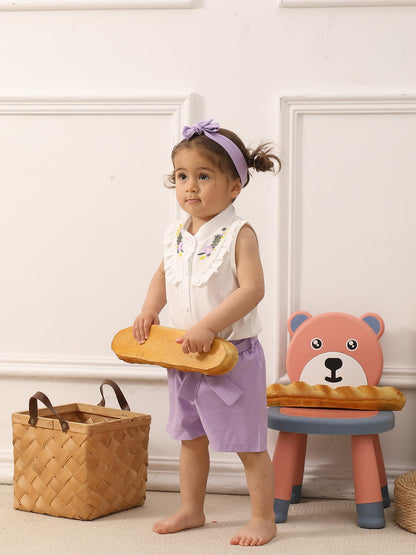 SUREPOCH Baby Girl Clothes Toddler Summer Embroidery Short Shirt Pant Girl Outfit Sleeveless Top Clothes Set