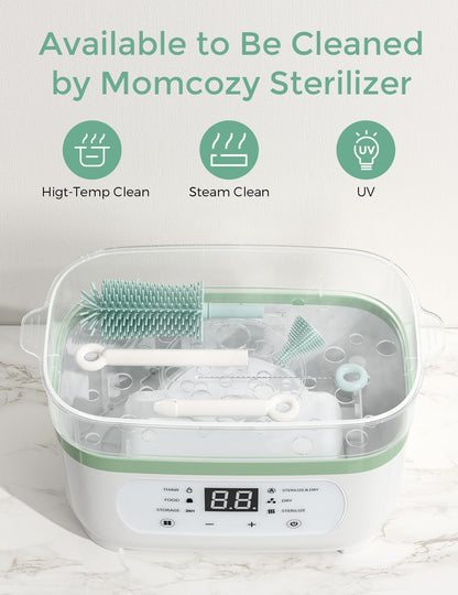 Momcozy Bottle Brush Kit, Innovative Push-Press Design for Better Cleaning - Baby Bottle Cleaner Brush for Baby Bottle, Breast Pumps, Nipples, and More - Can Generate Foam for Better Cleaning, Pink