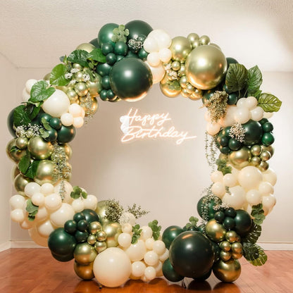 Sage Green Balloons Arch Double Stuffed, Olive Dusty Green Brown Beige Neutral Balloon Garland Kit, White Sand Apricot Tan Latex Balloon for Baby Shower Birthday Jungle Safari Party Decoration