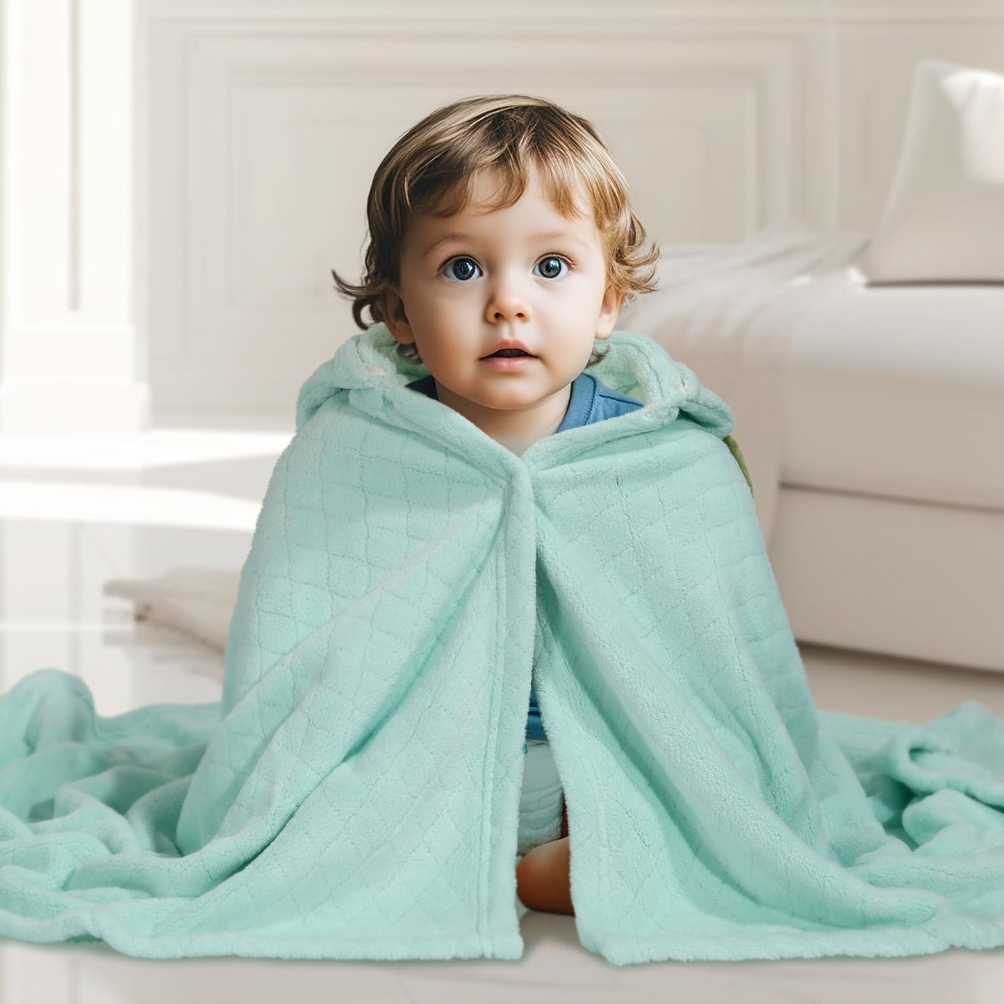 Hooded Baby Towels Boy for 0-6 Years, 50"x 32" Extra Large Toddler Bath Towels with Hood for Boys & Girls, 2-Pack Absorbent Thick Soft Gift for Kids Yellow Lion & Orange Monkey