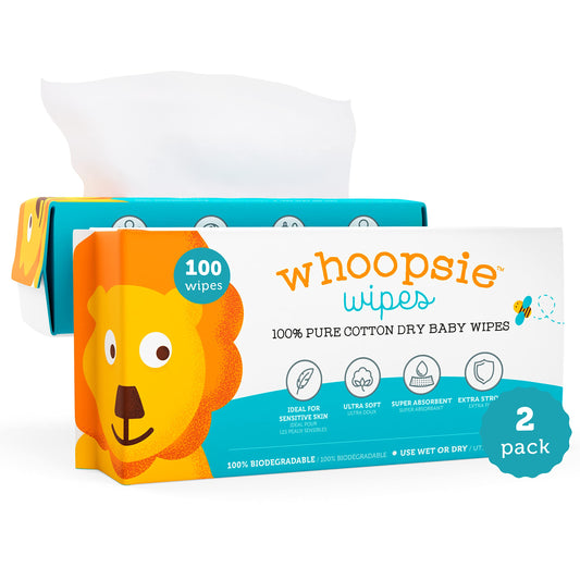 100% Pure Cotton Dry Wipes | 600 Count | Use Wet or Dry | Soft & Sensitive | Hypoallergenic | Extra Strong & Absorbent | Perfect for Diaper Changes, Runny Noses, Drool, Meal Time & Nursing