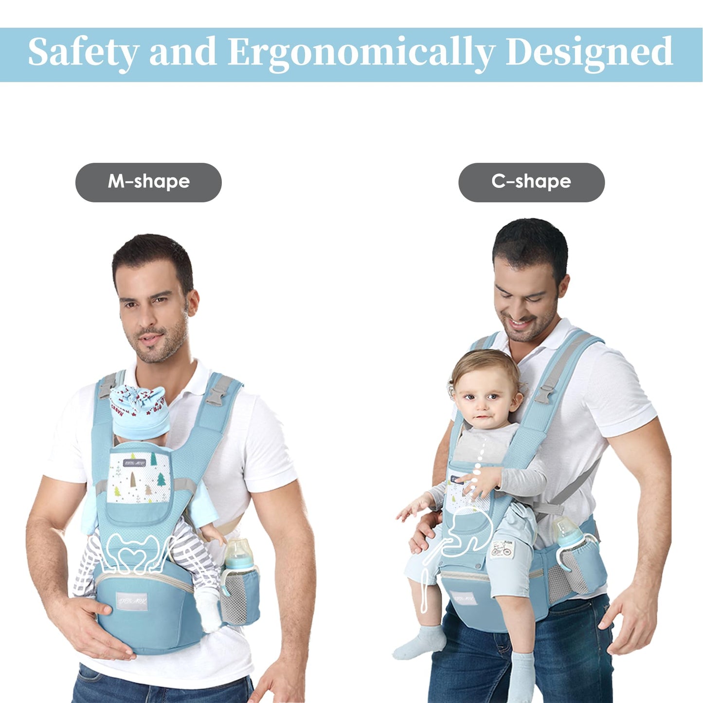 Baby Carrier Newborn to Toddler - Debark Baby Carrier with Hip Seat, 6-in-1 Adjustable Detachable Ergonomic Infant Carrier for Babies from 0-36 Months, Ideal for Baby Travel Essentials (Grey)
