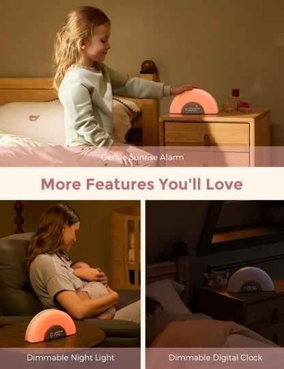 Momcozy DreamSync Tech™ Baby Sound Machine, Night Light, APP Control, Routine Builder, White Noise Machine with 34 Soothing Sounds, Wake Up Light Sunrise Alarm Clock, Wireless Speaker