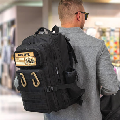 Dad Diaper Bag for Men with Removable Patches, Waterproof Tri-fold Changing Pad, Insulated Pouches, Molle Webbing, YKK Zippers, Black