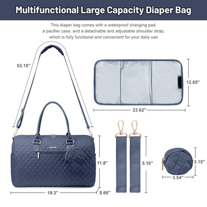 LOVEVOOK Diaper Bag Tote with Pacifier Case and Changing Pad, Large Capacity Mommy Bag for Hospital and Weekender Travel, Functional Baby Bag Newborn Baby Essential, Black