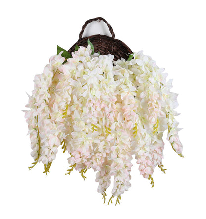 Duovlo Silk Wisteria Flower Artificial 2.13 Feet Hanging Wisteria Vine Fake Flower Bush String Home Party Wedding Decoration,Pack of 4 (Pink)