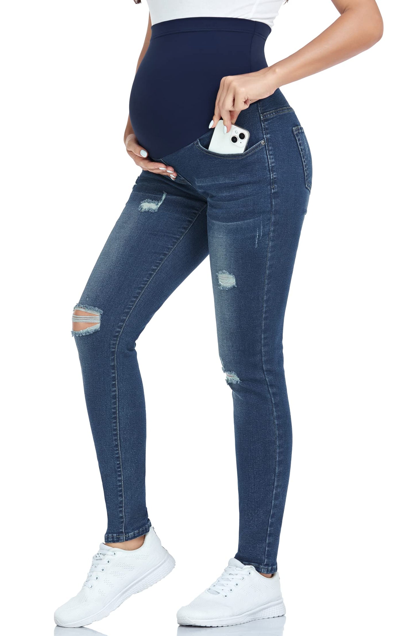 PACBREEZE Women's Maternity Jeans Over Belly Skinny Stretchy Denim Pants Comfy Slim Pregnancy Pants