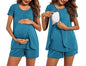 Ekouaer Women's Maternity Nursing Pajamas Set Breastfeeding Sleepwear Double Layer Short Sleeve Top & Shorts Nursing Pjs