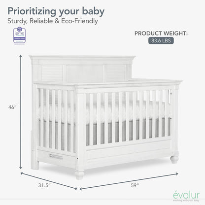 Evolur Signature Cape May 5 in 1 Full Panel Convertible Crib Updated 2022 Edition