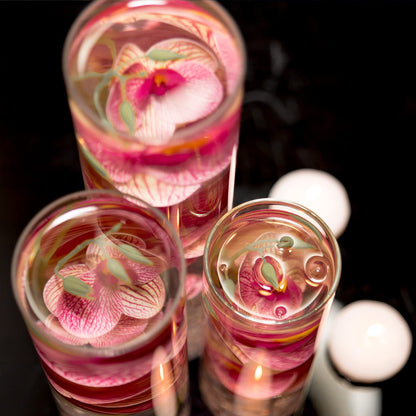 Artificial Phalaenopsis with Candles Diamond Lace Nearly Natural Orchid for Table Centerpiece Wedding Party Home Bar Restaurant Festival Decoration Pink Suit