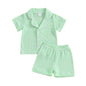 VISGOGO Baby Boy Girls Toddler Summer Outfit Striped T-shirt Toddler Boy Summer Clothes 6 12 18 Months 2 3 4 5 T Short Set