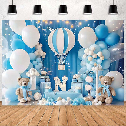 Pink Bear Hot Air Balloon Backdrop Girl Bear Balloons Baby Shower Background Girl 1st Birthday Party Banner Newborn Baby Shower Party Cake Table Decoration Photo Booth Props(Pink, 7x5ft)