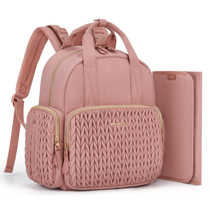 mommore Diaper Bag Small Diaper Backpack Stylish Baby Travel Backpacks with Insulated Pockets, Changing Pad, Stroller Straps