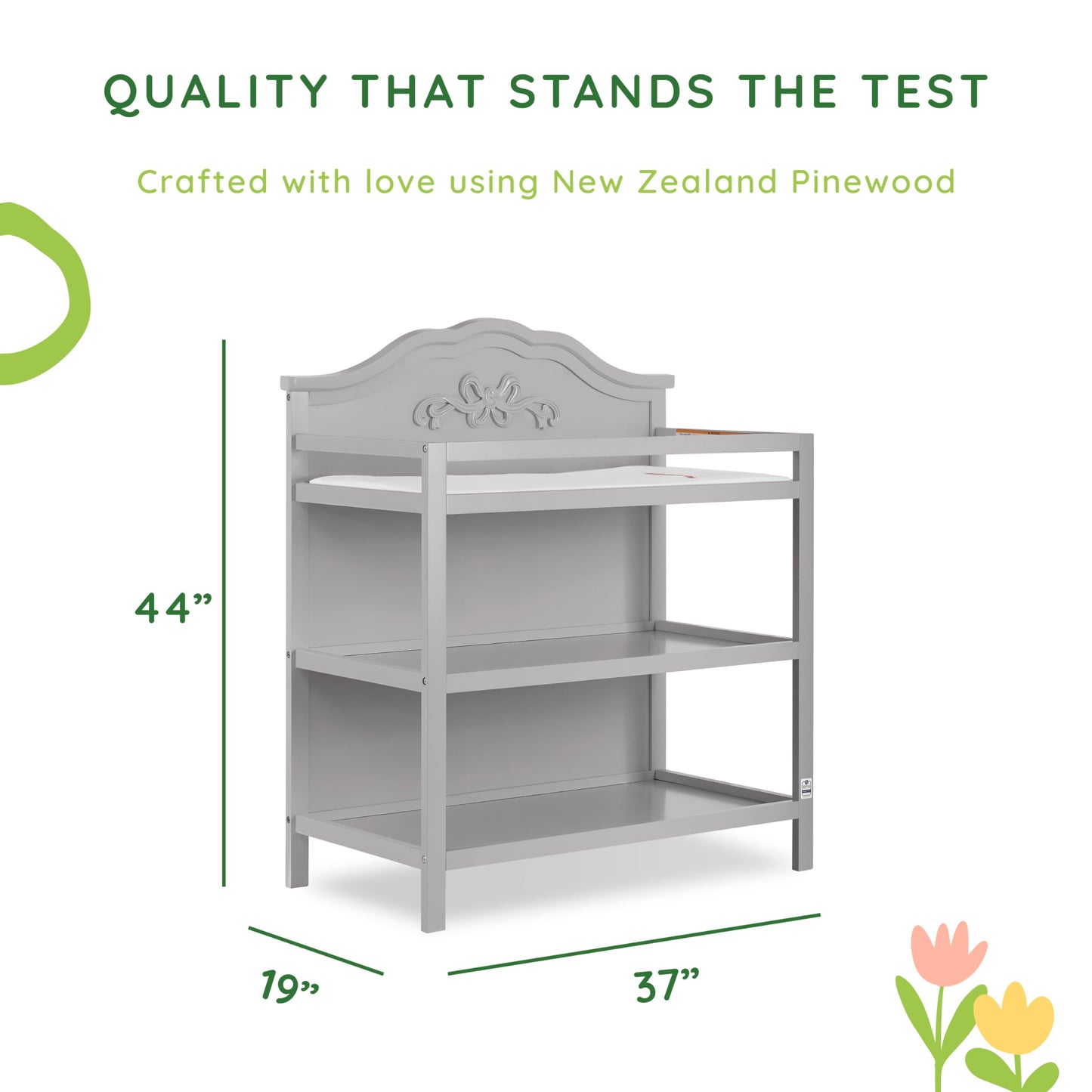 6044AU-PLTM Changing Table, Platinum
