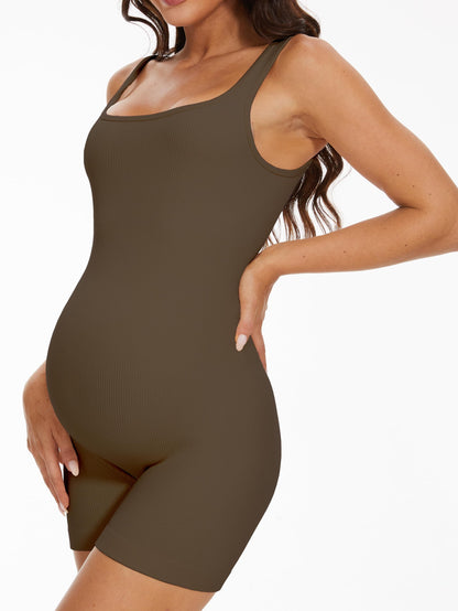Maternity Workout Romper Pregnancy Yoga Ribbed One Piece Seamless Tank Top Jumpsuit