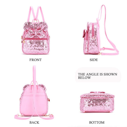 KL928 Girls Bowknot Polka Dot Cute Mini Backpack Small Daypacks Convertible Shoulder Bag Purse for Women