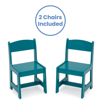 Delta Children MySize Kids Wood Table and Chair Set (2 Chairs Included) - Ideal for Arts & Crafts, Snack Time, & More - Greenguard Gold Certified, Bianca White, 3 Piece Set