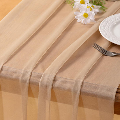 Socomi Blush Pink Gauze Table Runner Chiffon Like Wedding Table Runner 120 inches Long Boho Rustic for Bridal Shower Decorations Baby Shower