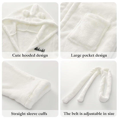 Personalized Flannel Kids Robes for Boys & Girls, BUGMKCS Customized Baby Toddler Cotton Premium Boys Robe with Embroidered Name, Cute Bear Spa Robe Girls Bathrobe, Perfect Gifts for Birthday, Christmas