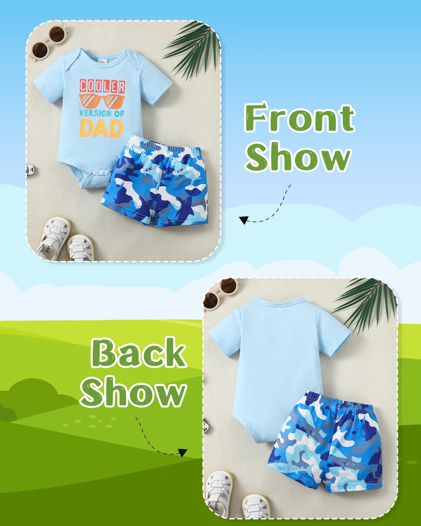 NZRVAWS Newborn Baby Boy Clothes Letter Printed Romper Shorts Summer Infant Outfits Camo Clothing Set 0 3 6 9 12 Months