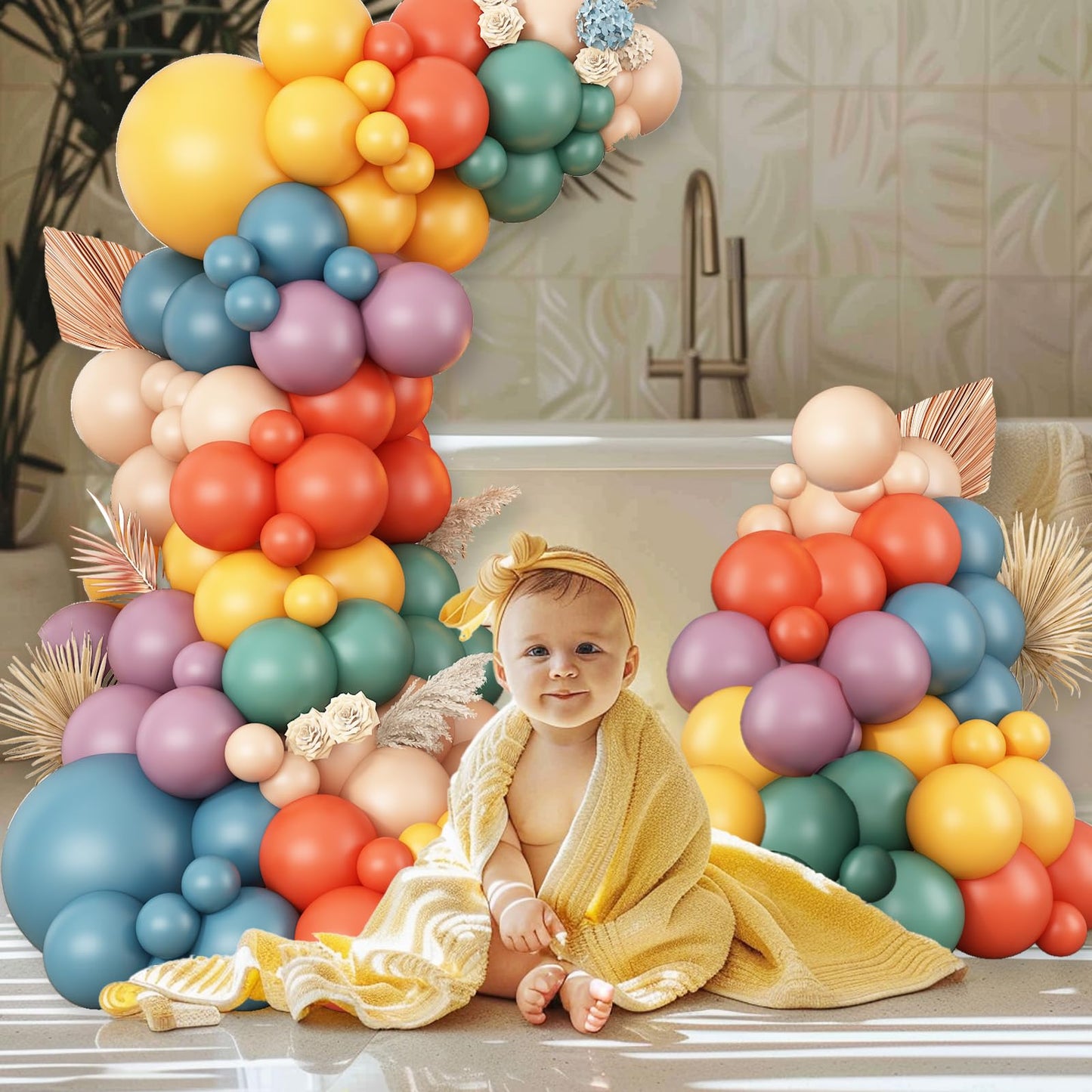 Ivory White Balloon Arch Kit,Boho Balloon Garland with Pastel Orange Cream Beige Champagne Gold White Sand Balloons for Neutral Baby Shower Wedding Boho Bridal Party Decorations