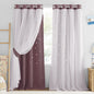 NICETOWN Nursery Curtains for Kids, Farmhouse Blackout Curtain Panels for Bedroom, Double Layer Star Hollow-Out Grommet Aesthetic Living Room Toddler Window Curtains, 2 Pcs, W52 x L84, Biscotti Beige