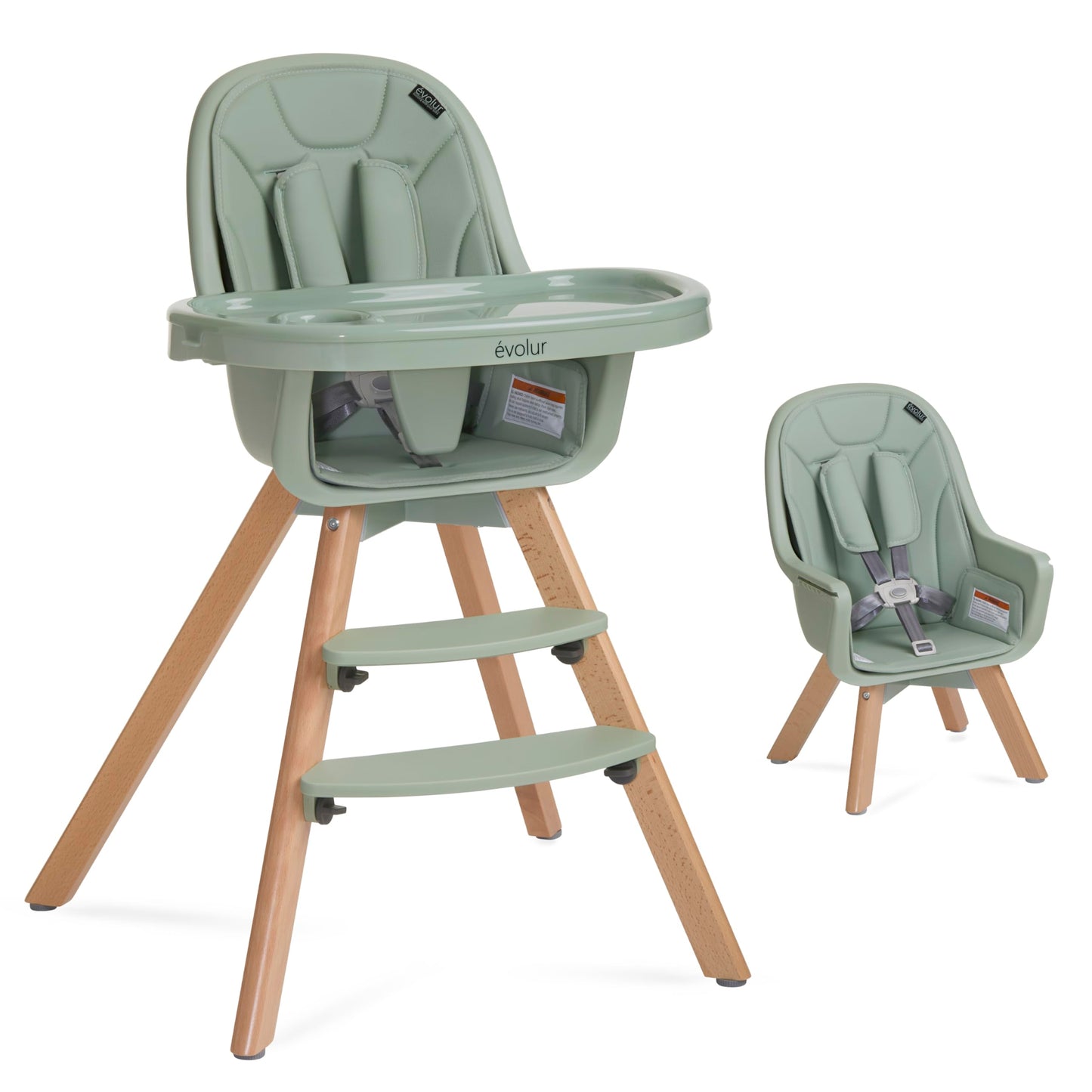 Evolur Zoodle 2 in 1 Convertible Baby High Chair in Light Gray