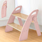 Wooden Step Stool, Two Step Stools, 300 lb. Load Capacity, with Safety Non-Slip Pads and Handles, Bamboo Step Stool for Bathroom and Kitchen, Children's Double Height Step Stools(Pink)
