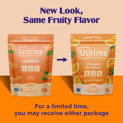 Ultima Replenisher Daily Electrolyte Powder Drink Mix – Tropical Variety, 20 Stickpacks – Hydration Packets with 6 Electrolytes and Minerals – Keto Friendly, Non-GMO and Sugar-Free