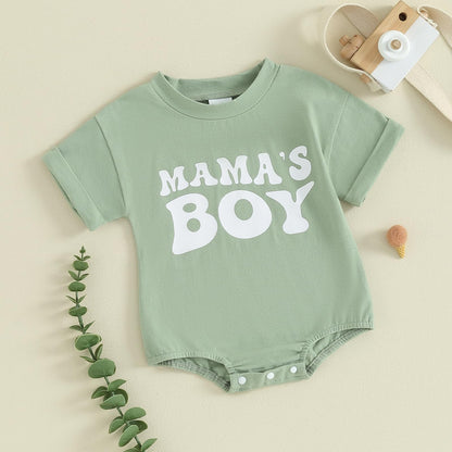 Newborn Infant Baby Boy Summer Outfit Mamas Boy Baby Clothes Boy Oversized Romper Shirts Short Sleeve Onesie