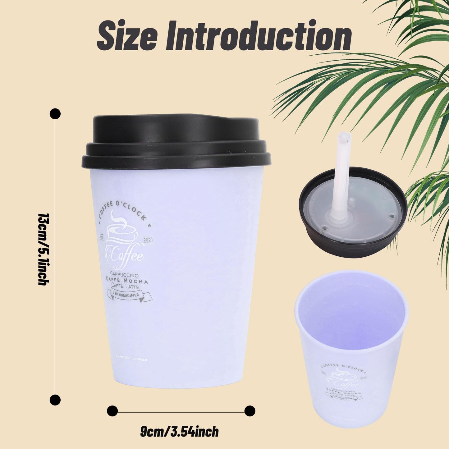 Humidifiers for Bedroom, 300ml Cool Mist Humidifiers, USB Mini Cute Coffee Cup Humidifier, Car Humidifier, Pink Desk Humidifier, Small Humidifier, Low Noise, Auto Shut-Off for Car, Plant, Office(Pink)