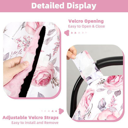 SWESEN Car Seat Cover Baby for Girls, Peekaboo Opening Carseat Covers Baby, Universal Car Seat Canopy Cover & Nursing Cover, 360° Full Coverage Sun & Wind Protector, Floral