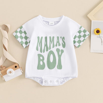 Newborn Infant Baby Boy Summer Outfit Mamas Boy Baby Clothes Boy Oversized Romper Shirts Short Sleeve Onesie