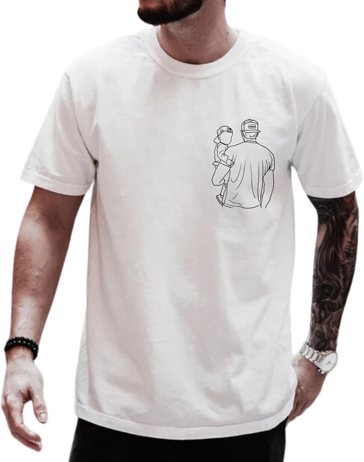 Custom Photo T-Shirt for Dad, Personalized Dad Portrait Shirt, Gifts Fathers Day for Dad Papa Grandpa, Dad Birthday Gifts, Gift for Husband, Customized Photo Hoodie, Father's Day Tshirt