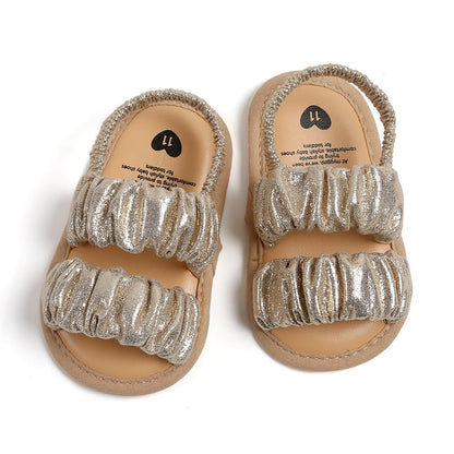 GDSDYM Infant Baby Girls Summer Sandals with Flower Bowknot Soft Sole Wedding Dress Flats Newborn First Walkers Crib Dress Shoes