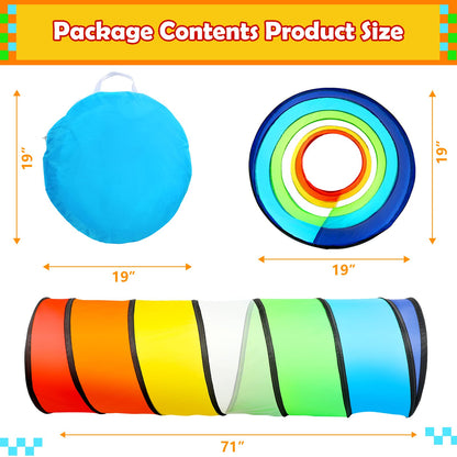 PigPigPen Pop Up Play Tunnel Tent for Toddlers Babies or Dogs, Indoor & Outdoor Toys for Kids Backyard Playset. (Red,Yellow,Blue)