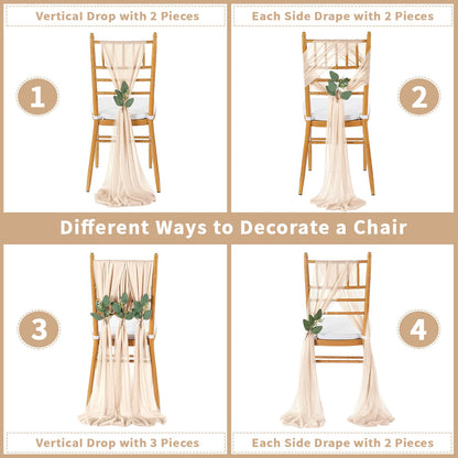 QueenDream Light Blue Sashes Chair Aisle Decorations: 24 Pack Baby Shower Chair Cover 8FT Long Tulle Draping Fabric Wedding Reception Church