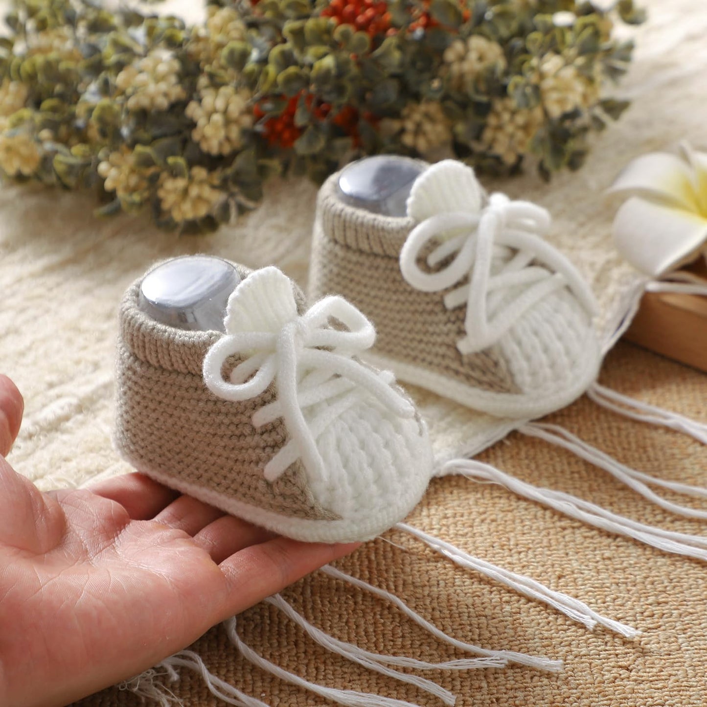 DovFanny Baby Booties Newborn Baby First Shoes Cozy Warm Knit Soft Booties for Toddler Infant Boy Girl