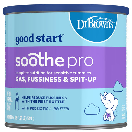 Good Start | Dr. Brown's Soothe Pro, Baby Formula Powder, for Sensitive Tummies, Gas, Fussiness and Spit-Up, Infant Formula with Probiotics, DHA, Non-GMO, 12 Ounces