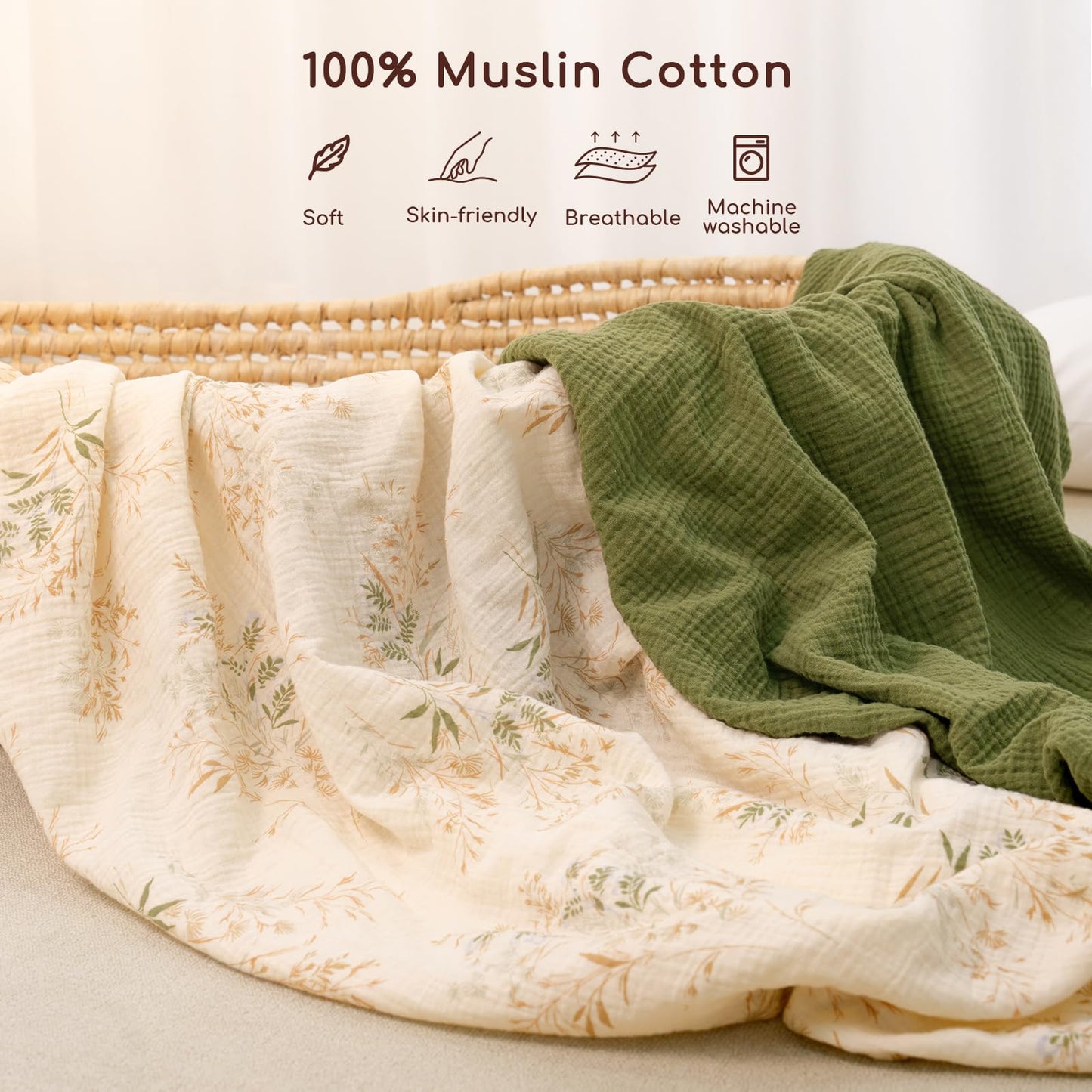 Muslin Changing Pad Cover 100% Cotton Diaper Changing Table Cover for Unisex Baby Boys Girls 2 Pack Changing Pad Sheets Brown